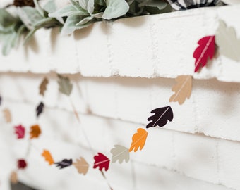 Fall Leaf Garland, Autumn Banner, Thanksgiving Decor, Autumn Leaves Bunting, Fall Mantel Decorations
