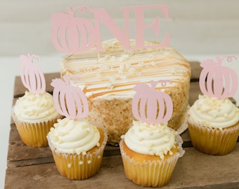 Pink Pumpkin Cupcake Toppers, Little Pumpkin Party, Pumpkin Truck Smash Cake, Pumpkin First Birthday
