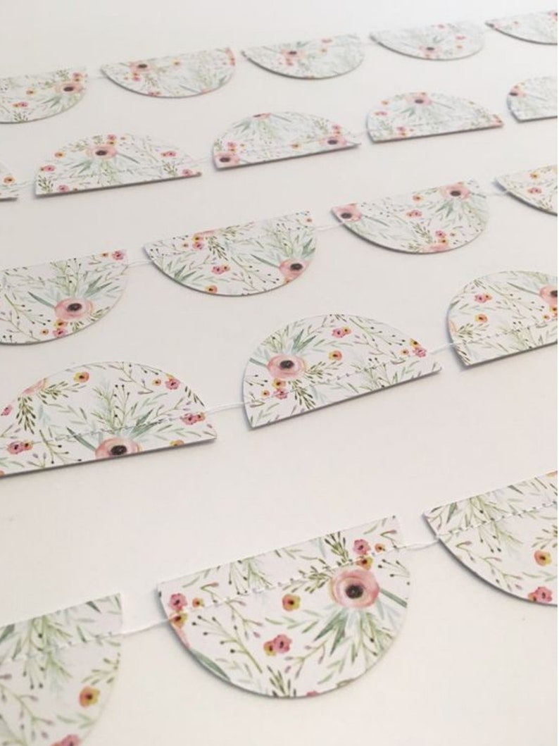 Pastel Floral Scallop Garland Spring Mantel Garland Spring Party Decor Tea Party Decor
