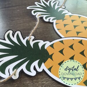 Printable Pineapple Banner, Tropical Party Digital Download, Print at ...