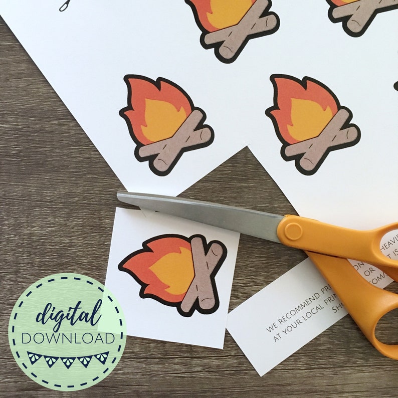 Printable Campfire Cupcake Toppers, Camping Theme Digital Download, Camping Downloadable Party Decor image 4