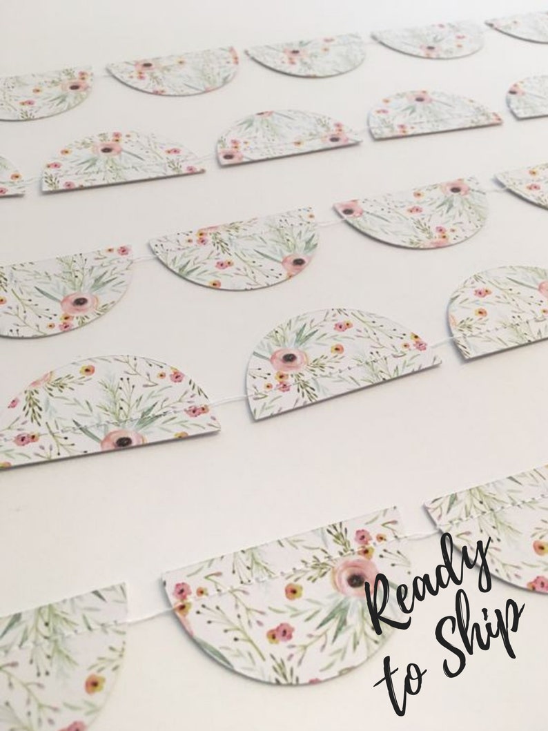 Pastel Floral Scallop Garland Spring Mantel Garland Spring Party Decor Tea Party Decor