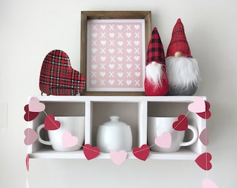Guirlande coeurs Saint-Valentin, bannière coeurs rouges et roses, bannière de manteau de cheminée Saint-Valentin, déco café-bar, guirlandes de vitrine