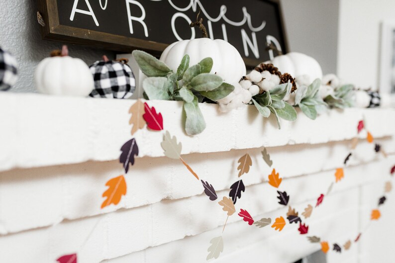 Fall Leaf Garland, Autumn Banner, Thanksgiving Decor, Autumn Leaves Bunting, Fall Mantel Decorations bild 8