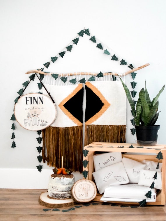 Lumberjack Party Tree Garland Hunter Green Tree Garland Etsy
