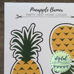 Printable Pineapple Banner, Tropical Party Digital Download, Print at ...