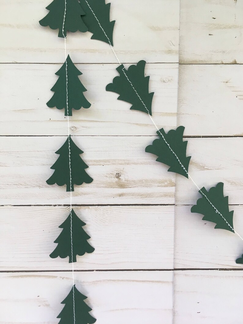 Lumberjack Party Tree Garland, Hunter Green Tree Garland, Lumberjack Party Decorations, Woodland Party Garland, Wild One Party Decor image 4