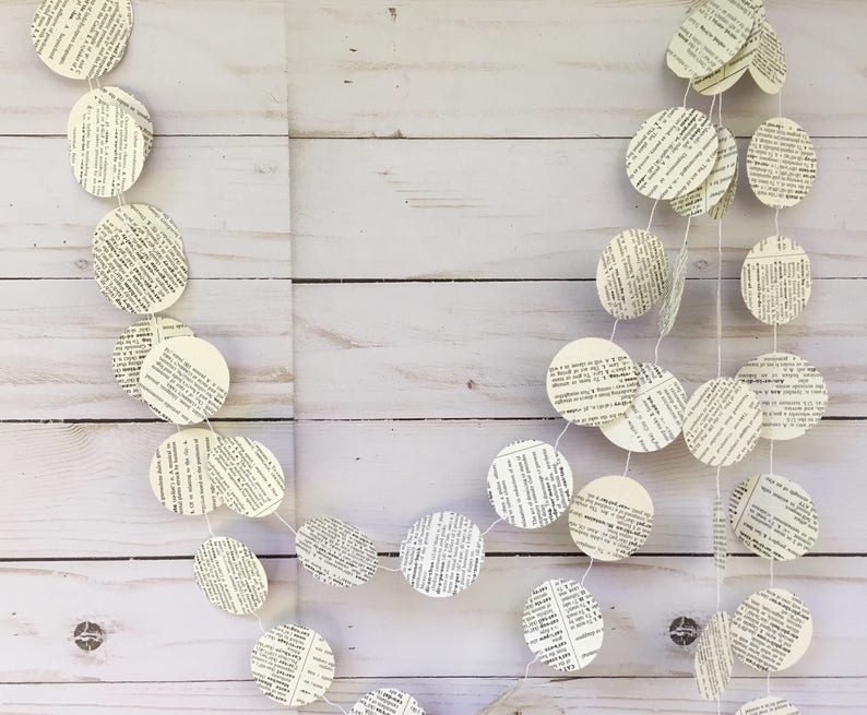 Book Page Garland Dictionary Page Garland Book Theme Baby Etsy