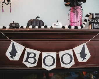 Halloween Banner, Gothic Halloween Decor, Vintage Style Halloween Sign, Witch Banner