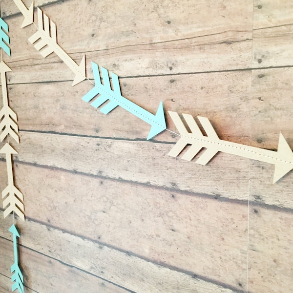 Arrow Garland, Aqua Woodland Decor, Boho Arrow Party, Arrow Baby Shower, Bow and Arrow Banner