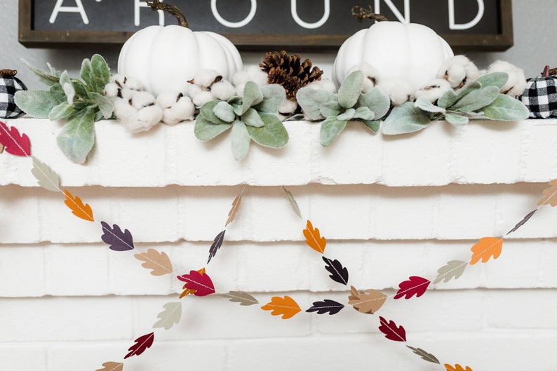 Fall Leaf Garland, Autumn Banner, Thanksgiving Decor, Autumn Leaves Bunting, Fall Mantel Decorations image 4