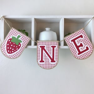 Strawberry Banner, Summer One Banner, Strawberry First Birthday, Farm Market Themed Smash Cake, Strawberry High Chair Banner, Berry Birthday