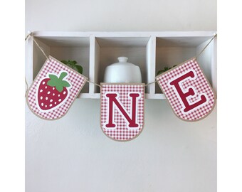 Strawberry Banner, Summer One Banner, Strawberry First Birthday, Farm Market Themed Smash Cake, Strawberry High Chair Banner, Berry Birthday