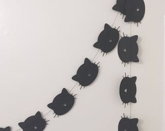 Cat Garland, Kitten Banner, Cat Face Banner, Are You Kitten Me Party, Black Cat Party Decor, Kitten Theme Party, Meow Cat Party Decor