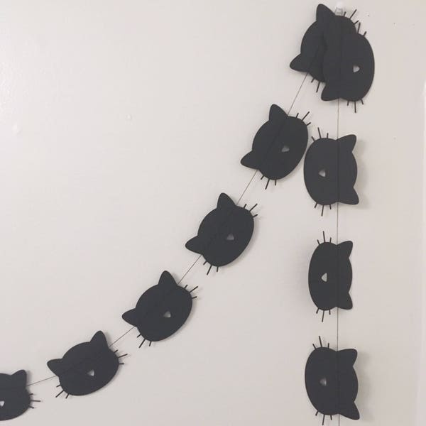 Cat Garland, Kitten Banner, Cat Face Banner, Are You Kitten Me Party, Black Cat Party Decor, Kitten Theme Party, Meow Cat Party Decor