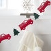 Red Christmas Tree Truck Garland, Christmas Mantel Decor, Vintage Red Truck Banner - Etsy