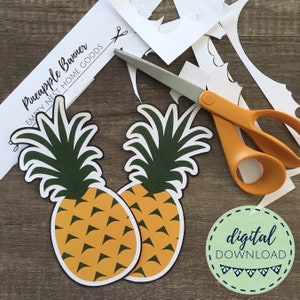 Printable Pineapple Banner, Tropical Party Digital Download, Print at ...