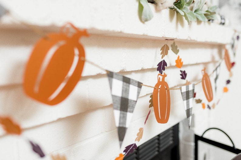 Fall Leaf Garland, Autumn Banner, Thanksgiving Decor, Autumn Leaves Bunting, Fall Mantel Decorations image 9