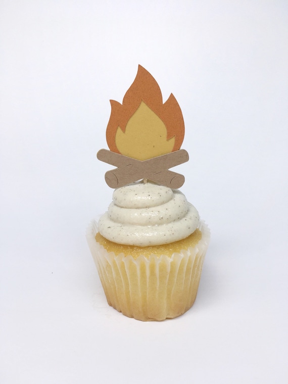 Campfire Cupcake Toppers Camping Theme Party Supplies Etsy