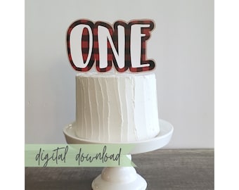 Printable Red Plaid Cake Topper, Lumberjack Birthday Digital Download, Lumberjack Cake Topper Instant Download, Printable Lumberjack Party