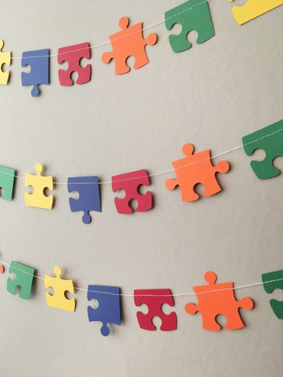 Puzzle Piece Garland Back to School Banner Autism Awareness Etsy
