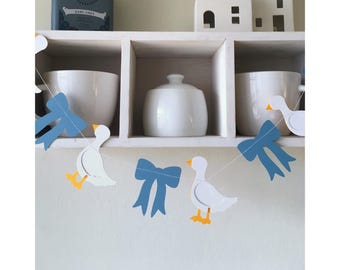 Kitchen Goose Garland, 90's Party Garland, Kitschy Goose and Bow, White Goose with Blue Bow, 90's Mom