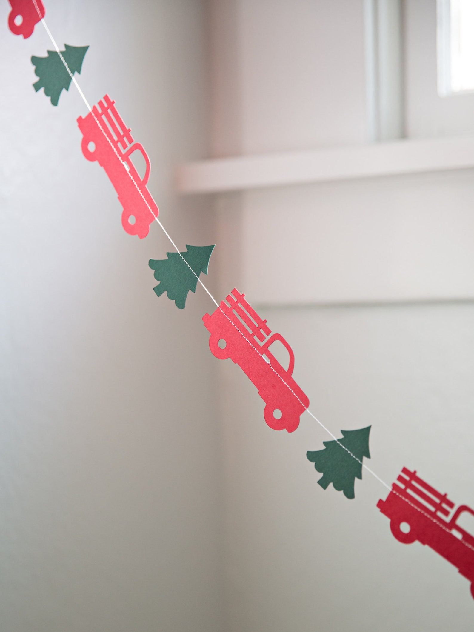 Red Christmas Tree Truck Garland Christmas Mantel Decor - Etsy