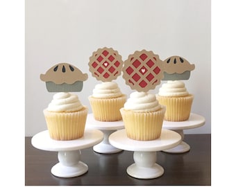Sweet as Pie Cupcake Toppers, Pumpkin Pie Birthday, Fall First Birthday, Pie Themed party, Pie Themed Baby Shower Cupcakes