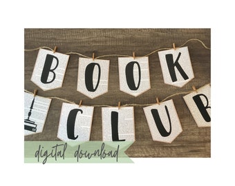 Printable Book Club Banner, Classroom Banners, Literature Themed Banner, Reading Party Download, Literature Themed Party Decor