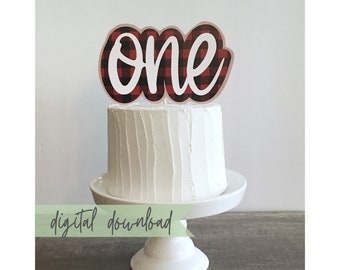 Printable Red Plaid Cake Topper, Lumberjack First Birthday Digital, Lumberjack Cake Topper Instant Download, Printable Lumberjack Party
