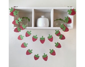 Strawberry Garland, Cardstock Strawberry Banner, Strawberry Party Decor, Farmer's Market Party Garlands, So Berry Sweet Birthday Garland