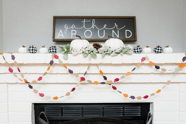 Fall Leaf Garland, Autumn Banner, Thanksgiving Decor, Autumn Leaves Bunting, Fall Mantel Decorations bild 6