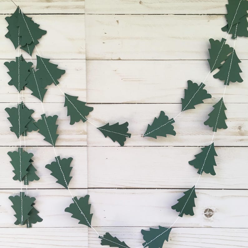 Lumberjack Party Tree Garland, Hunter Green Tree Garland, Lumberjack Party Decorations, Woodland Party Garland, Wild One Party Decor image 2