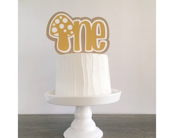 Mushroom One Cake Topper, Boho Mushroom Party, Whimsical Mushroom Decor, Muted Pastel Mushroom Cake Topper, Fairy Garden Themed Birthday