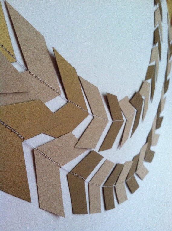 Chevron Garland Gold and Kraft Arrow Banner Boho Baby Shower