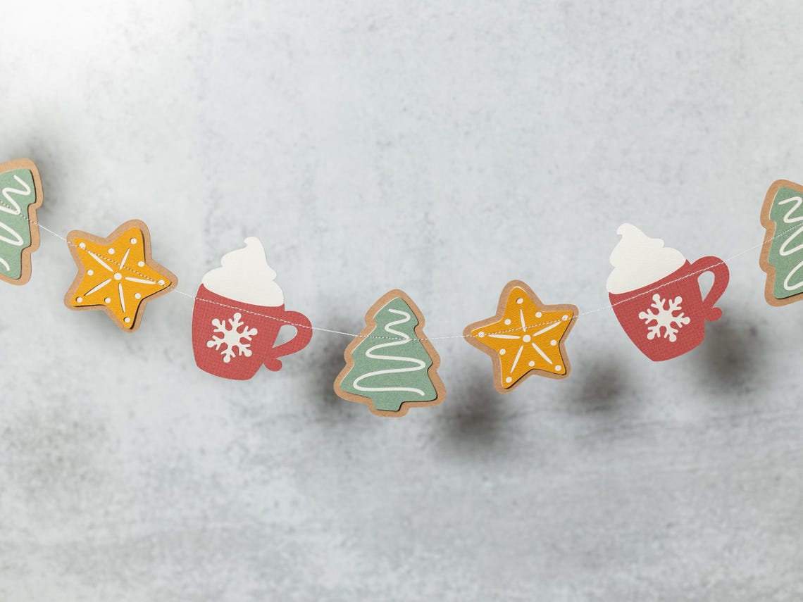 Christmas Cookie Garland, Sugar Cookie Cutout Banner, Cookie Exchange ...
