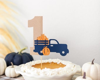 Pumpkin Truck Cake Topper, Little Pumpkin Party, Pumpkin Truck Smash Cake , Boy Little Pumpkin Decor, Blue Pumpkin Truck Party