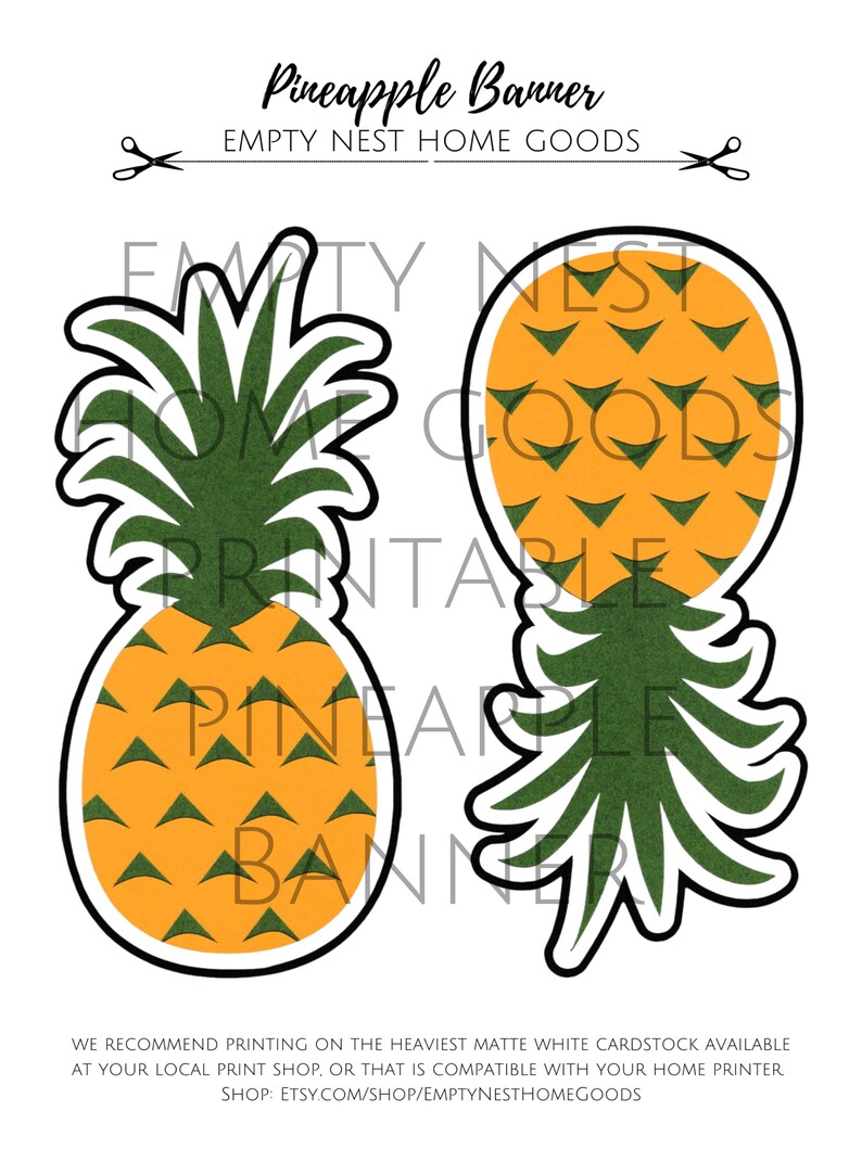 Printable Pineapple Banner Tropical Party Digital Download - Etsy