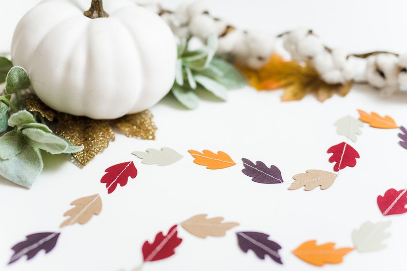 Fall Leaf Garland, Autumn Banner, Thanksgiving Decor, Autumn Leaves Bunting, Fall Mantel Decorations image 3