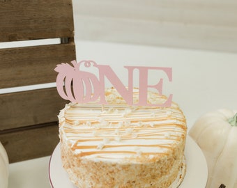 Little Pumpkin ONE Cake Topper, First Birthday, Pink Pumpkin Party