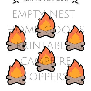 Printable Campfire Cupcake Toppers, Camping Theme Digital Download, Camping Downloadable Party Decor image 9