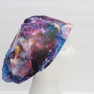 Women&#39;s Galaxy Scrub Hat, Stars Euro Style Scrub Hat, Adjustable Toggle, Fitted Surgical Cap ,OR Nurse Cap
