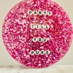 Custom Glitter Coaster, Custom Quote Coaster, Personalized Resin Coaster, Unique Christmas Gift