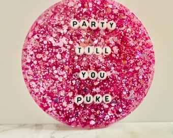 Custom Glitter Coaster, Custom Quote Coaster, Personalized Resin Coaster, Unique Christmas Gift, Friend Holiday Gift, Secret Santa Gift