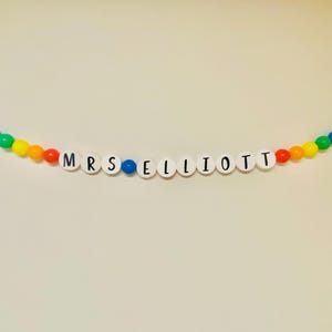 Giant Teacher Name Friendship Bracelet, Christmas Teacher gift, Friendship Bracelet Decor, Teacher decor, Teacher Holiday Decor