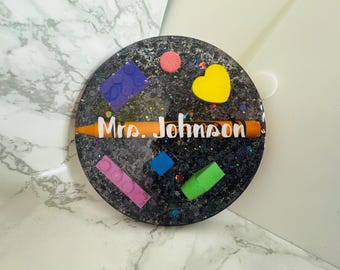 Personalized Teacher Gift, Christmas Teacher Name Gift, Teacher Appreciation Gift, Custom Coaster, Gift For Teachers, Teacher Paper Weight