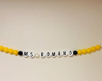 Giant Teacher Name Friendship Bracelet, Christmas Teacher gift, Friendship Bracelet Decor, Teacher decor, Pencil decor, Teacher Holiday Deco