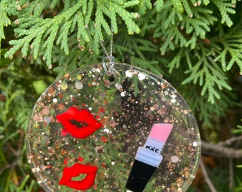Beauty Personalized Christmas Ornament, Make Up Addiction Ornament, I Love Make Up Ornament