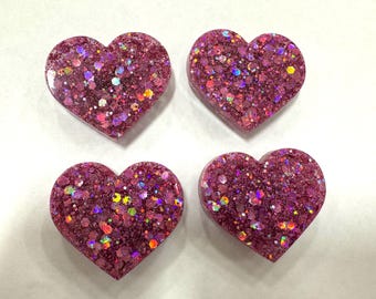 Glitter Magnets, glitter Lover Gift, Heart Magnets, birthday gift, gift for her