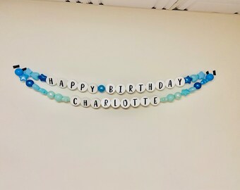 Giant CUSTOM Name Happy Birthday Friendship Bracelet,  Tween birthday decor, teen birthday decor, Birthday Sign, Friendship Bracelet Decor